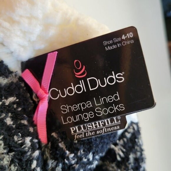 NEW Cuddl Duds sz 4-10 women's Faux Sherpa Lined Lounge Socks black gray NWT - Picture 3 of 4